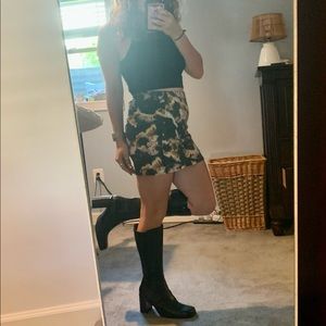 Y2K Black Leather Heeled Knee Boots